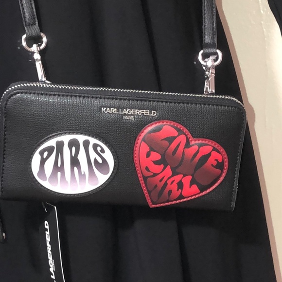 Karl Lagerfeld Handbags - NWT KARL LAGERFIELD Paris Signature Black Crossbody Wallet